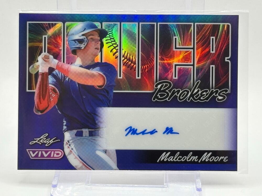 2024 Leaf Vivid Malcolm Moore Purple Power Brokers Auto 2/7 SP Texas Rangers